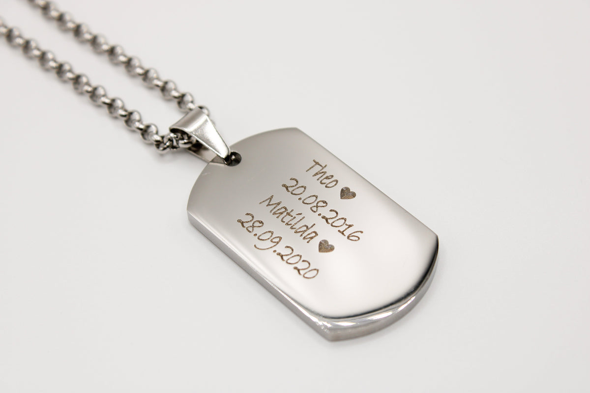 Militärkette mit Gravur – personalisierte Dog Tag Halskette – MK Gravur
