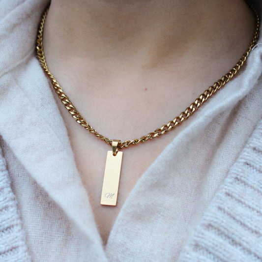 Chunky Kette mit Gravuranhänger | personalisierte Gravur