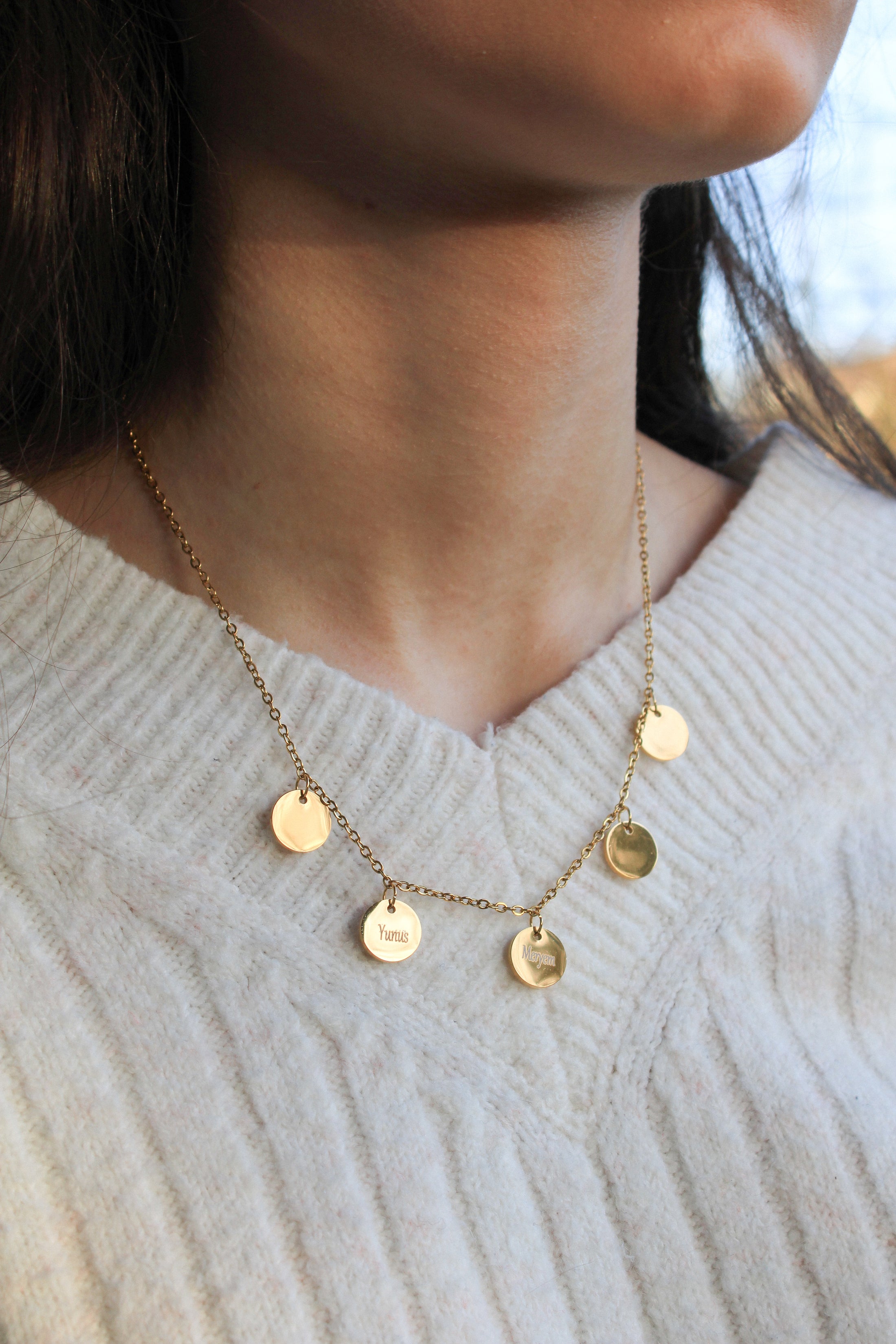 Coin Kette mit personalisierter Gravur 5er Coins