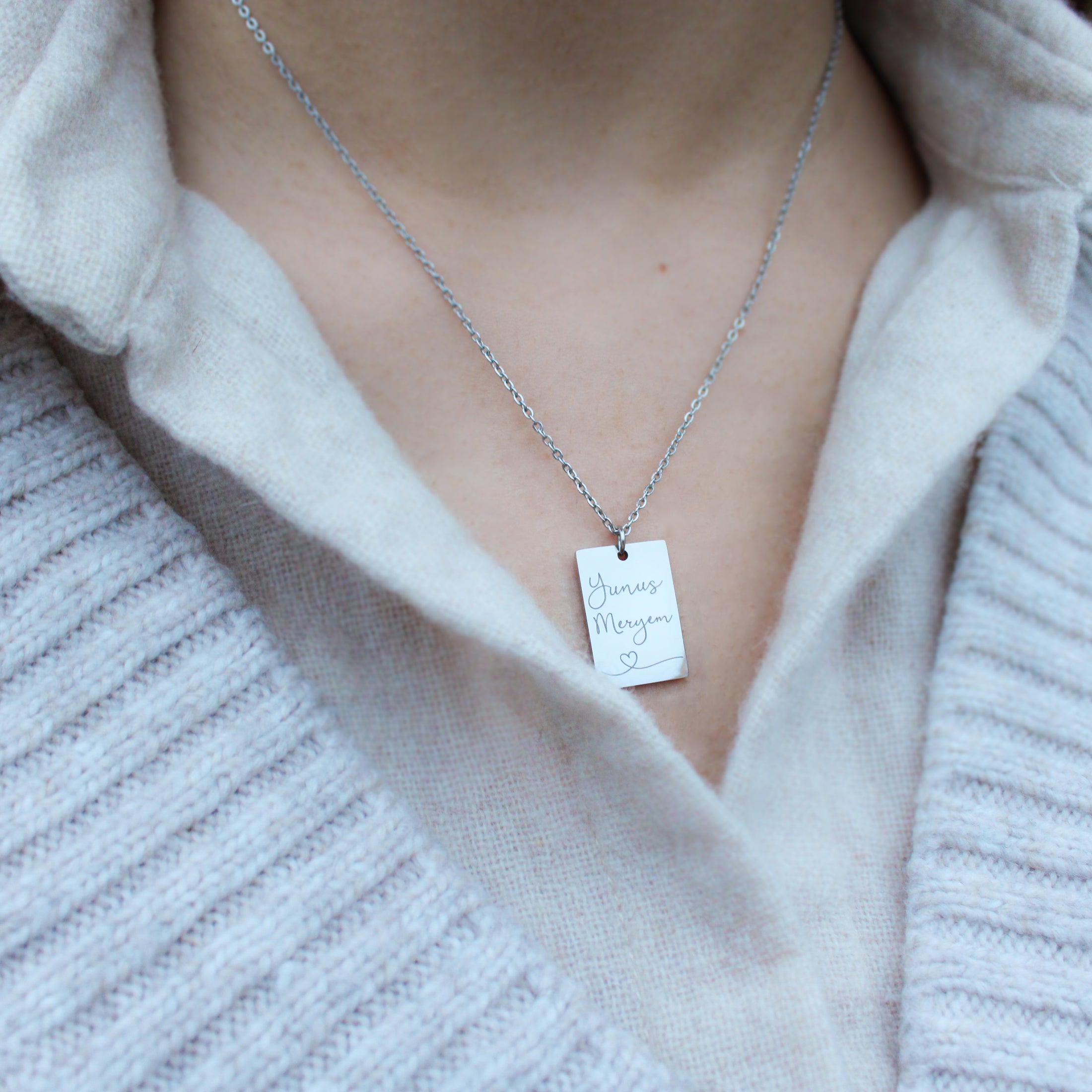 Rectangle Plättchen Kette | personalisierte Gravur