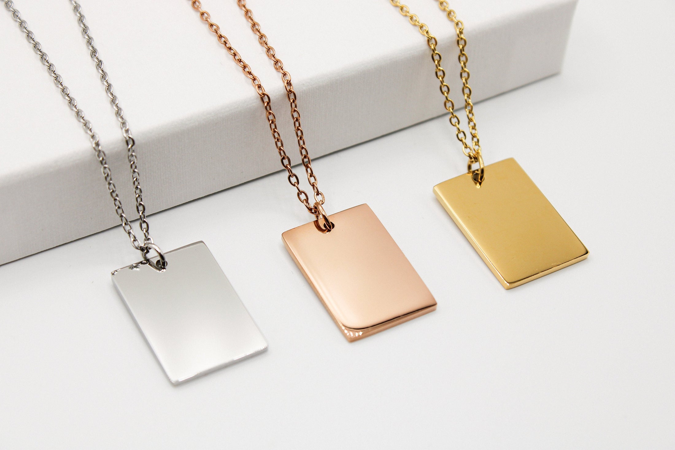 Rectangle Plättchen Kette | personalisierte Gravur
