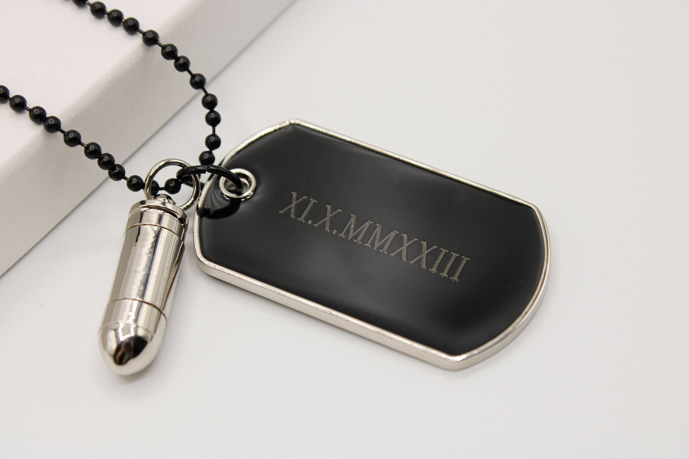 Military Dog Tag Kette mit Kugel | personalisierte Gravur