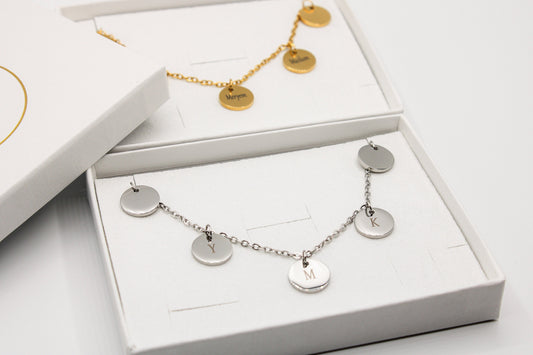 Coin Kette mit personalisierter Gravur 5er Coins