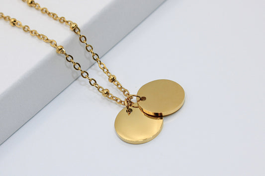 Doppelte coin Kette | personalisierte Gravur