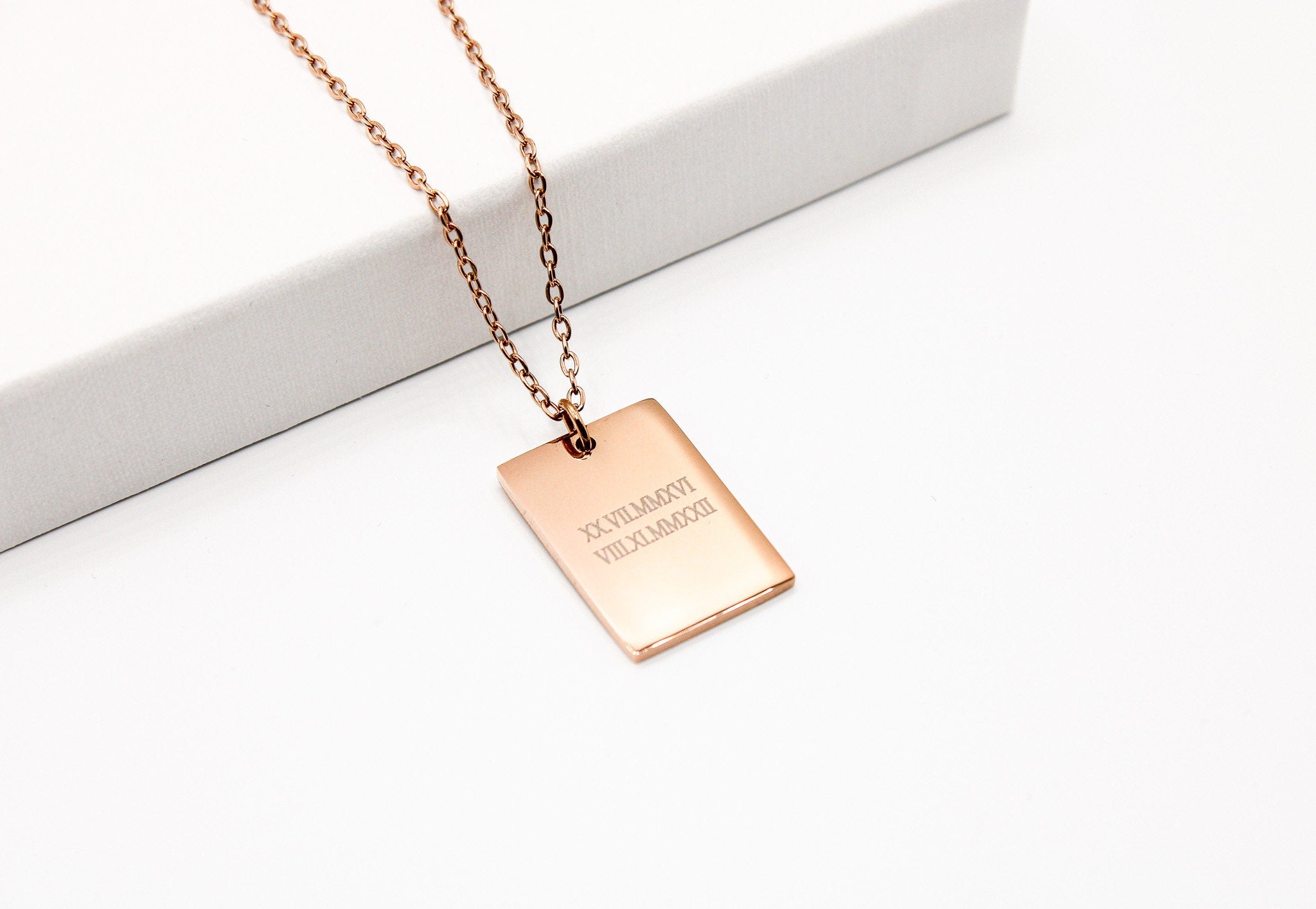 Rectangle Plättchen Kette | personalisierte Gravur