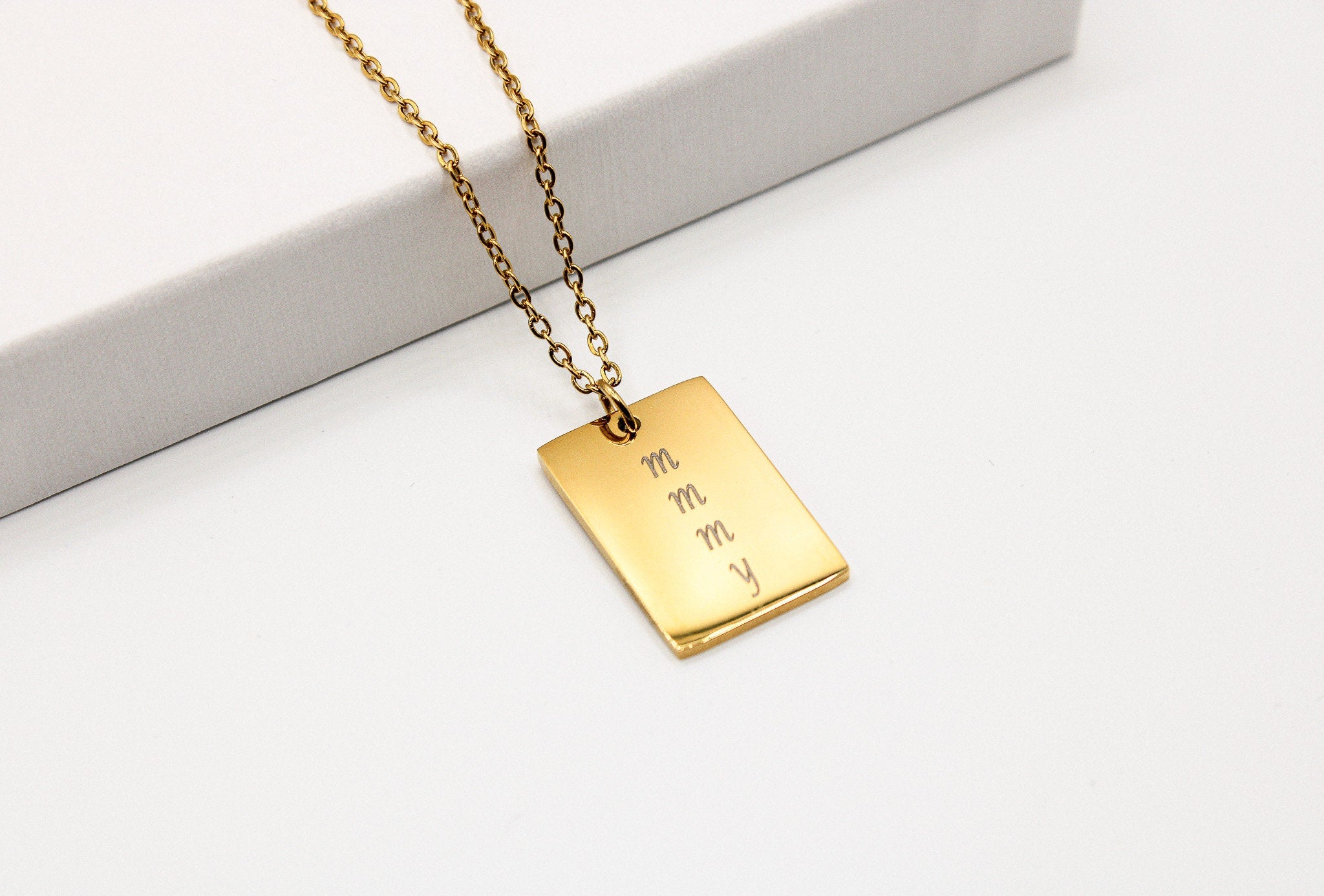 Rectangle Plättchen Kette | personalisierte Gravur